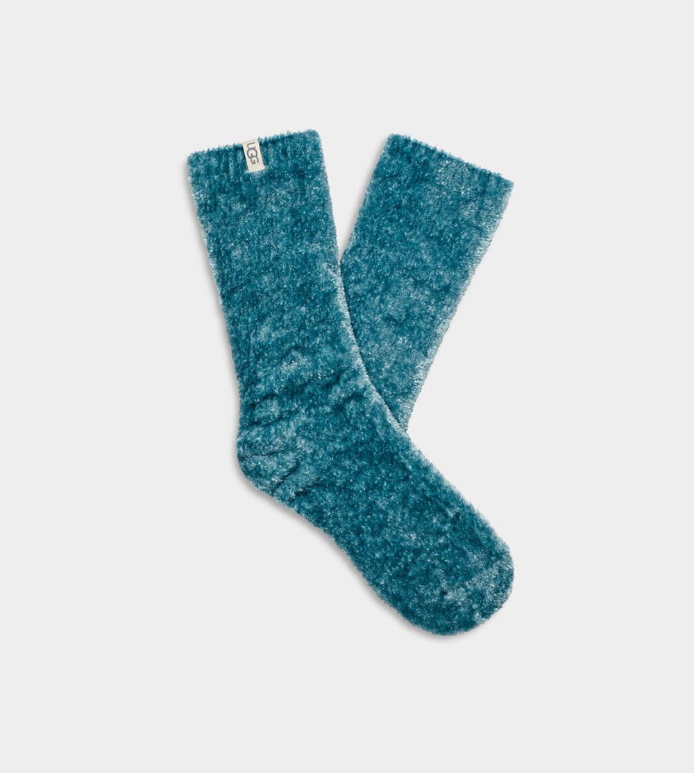 Ugg Leda Cozy - Womens Socks - Blue - NZ (0914AWZLH)